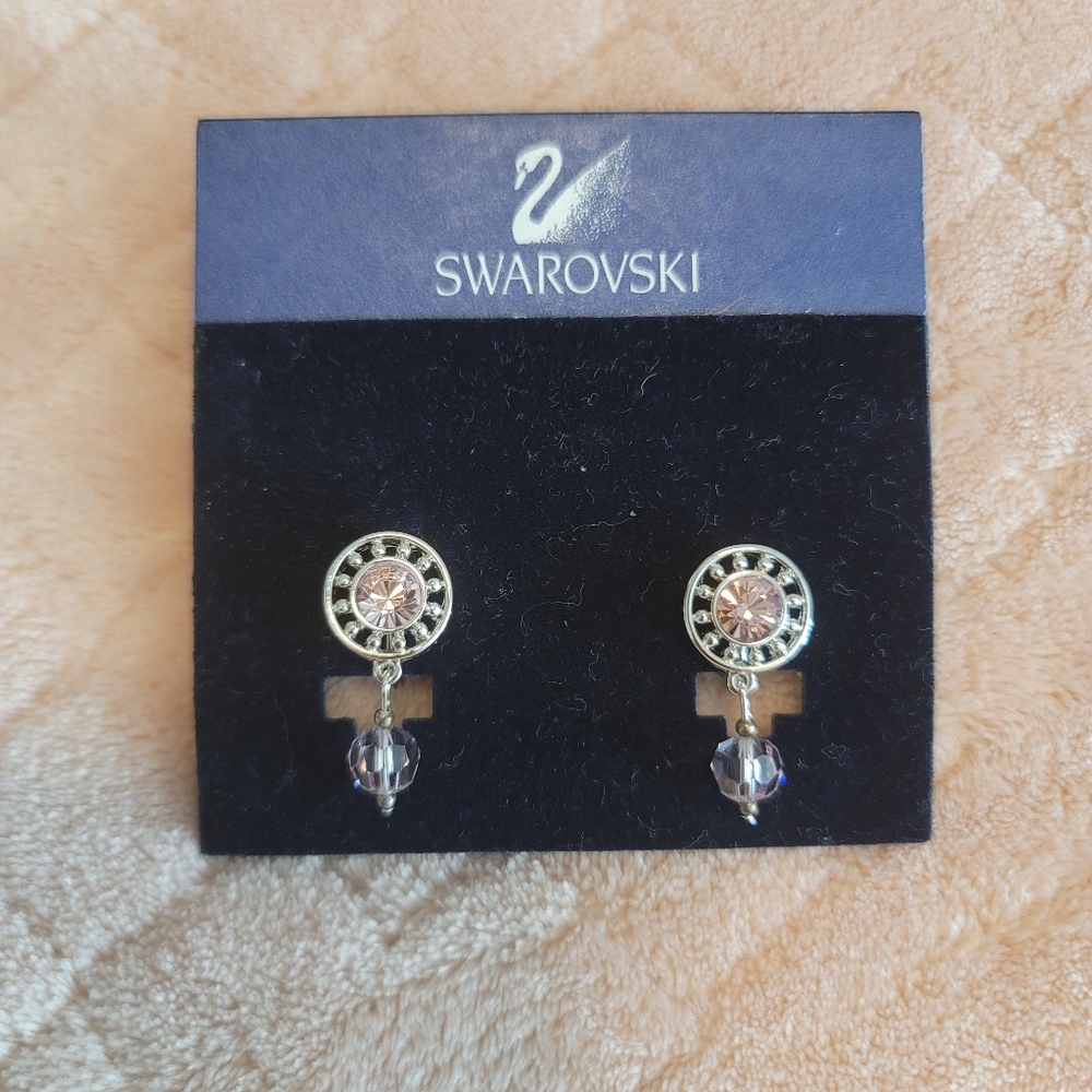 New Swarovski Earrings. Color: Silver & Pink.
